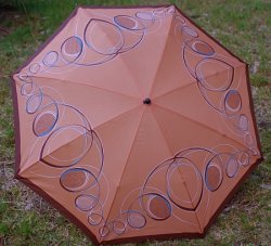 画像1: 折り畳み傘 茶系幾何学模様