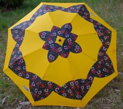 画像1: 折り畳み傘 黄色地花柄