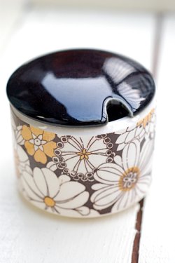 画像2: シュガーポット 茶系花柄
