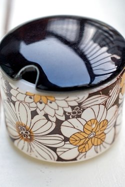 画像1: シュガーポット 茶系花柄