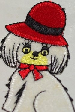 画像3: アイロンアップリケ 赤い帽子の白い犬