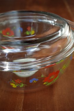 画像1: ナルミ クックマミー 耐熱ガラス キャセロール 花柄