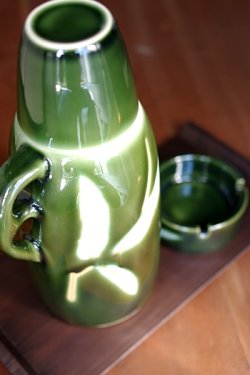 画像1: 日陶産業 陶泉作 清水焼 チャイナーマホー瓶 ゆめじセット”笹”