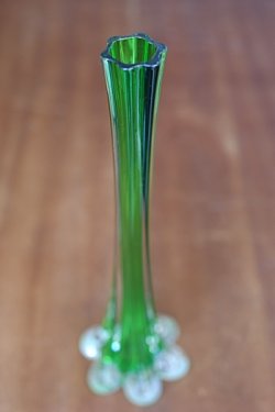 画像1: 花瓶 一輪挿し ガラスグリーン 