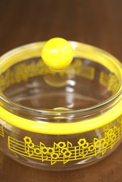 画像1: 保存容器 ワールド 黄色 花音符柄