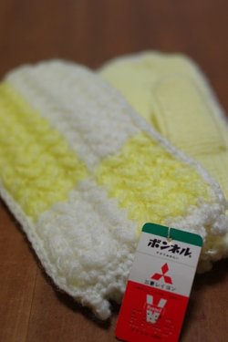 画像1: ミトン 手袋 黄×白