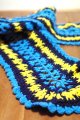 手編みマフラー 青×紺×黄色