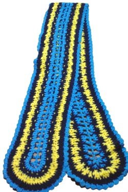 画像3: 手編みマフラー 青×紺×黄色