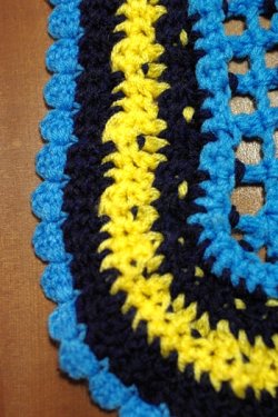 画像4: 手編みマフラー 青×紺×黄色