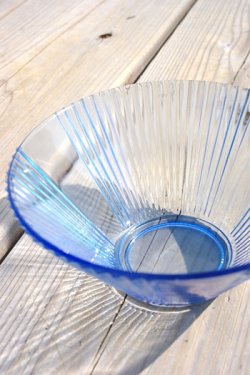 画像1: ガラス鉢 青縞模様17.5cm