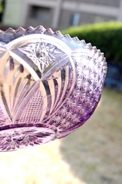 画像3: ガラス鉢 紫花模様20cm