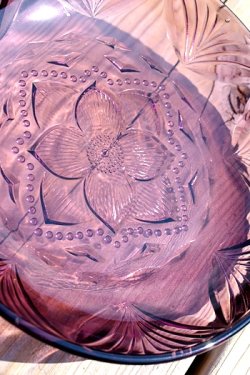画像3: ガラス皿 紫花模様21cm