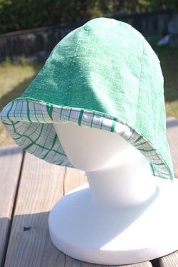 画像1: 手作り帽子 チューリップハット緑