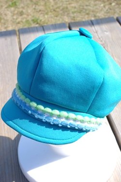 画像3: 手作り帽子 キャスケット水色