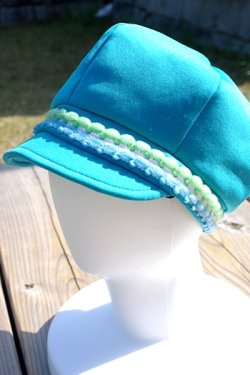 画像1: 手作り帽子 キャスケット水色