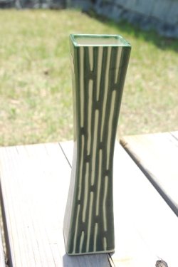 画像1: 花瓶  清水焼　緑縦縞