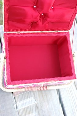 画像3: ソーイングバスケット 裁縫箱 ピンクライン花柄