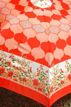 画像2: 折り畳み傘 赤ピンク 花柄