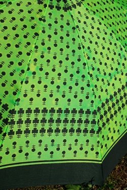 画像2: 折り畳み傘 緑・黒花模様
