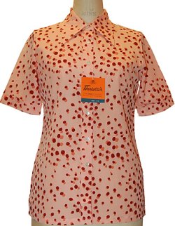 画像1: Timwear半袖シャツ ピンク系水玉サイズ2