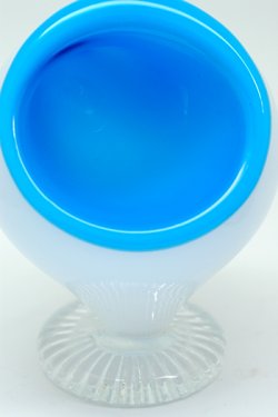 画像2: 灰皿 ガラス 白×青