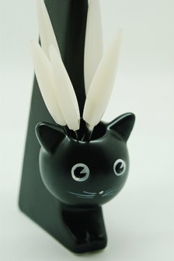 画像1: 黒猫の果物ナイフ＆フォークセット