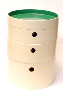 画像2: 木製スタッキング4段小物入れ 橙/青/黄/緑