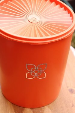 画像1: ビンテージタッパーウェア 保存容器 キャニスター オレンジ