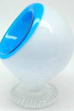画像3: 灰皿 ガラス 白×青