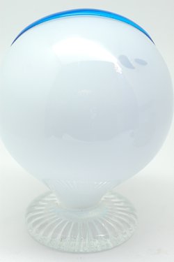 画像4: 灰皿 ガラス 白×青