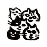 画像: 石ハンコ 5匹のネコ 1.2cm角