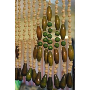 画像: イズミヤ趣味の珠のれん ビーズ暖簾 グリーン 85cm×30cm