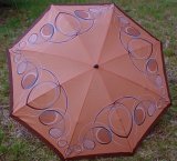画像: 折り畳み傘 茶系幾何学模様