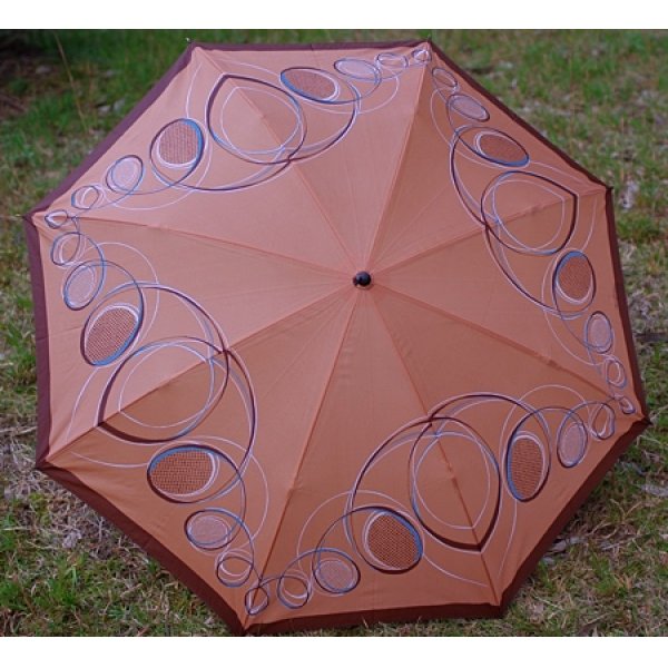 画像1: 折り畳み傘 茶系幾何学模様 (1)