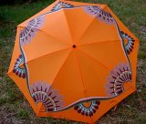 画像: 折り畳み傘 オレンジ地幾何学模様