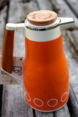 画像: 五世製作所 ウッディアイドルポット 魔法瓶 オレンジ 木製取手