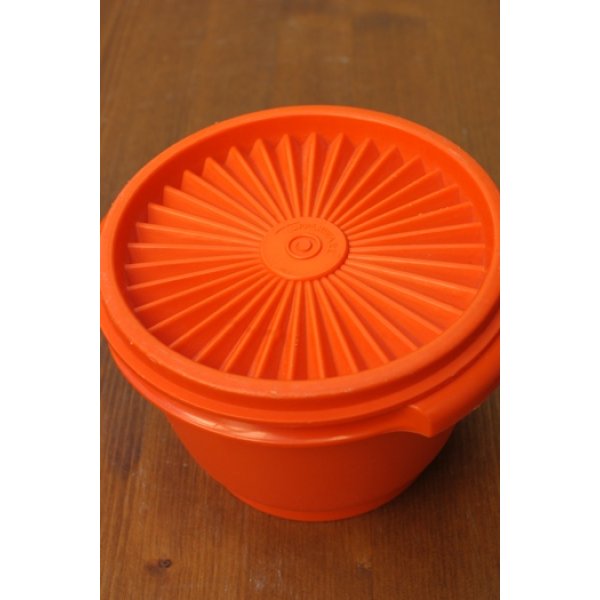 画像1: ビンテージタッパーウェア 保存容器 キャニスター オレンジ (1)