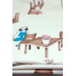 画像1: 布地  生成地テーブルと椅子と花と女の子柄 92cm×300cm (1)