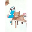 画像2: 布地  生成地テーブルと椅子と花と女の子柄 92cm×300cm (2)