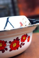 画像: 象印 ホーロー天ぷら鍋23cm ローゼット 薔薇柄