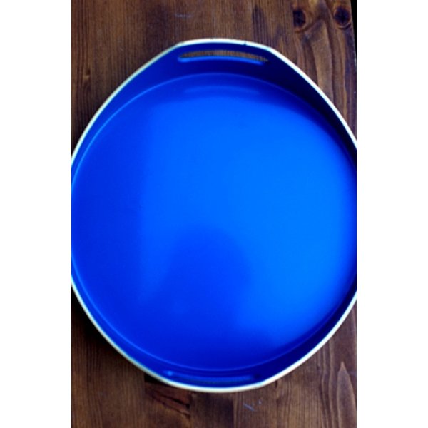 画像2: お盆 プラスチックトレー 青色クリームライン (2)