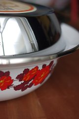 画像: 象印ホーロー天ぷら鍋23cm ニューローゼット 薔薇柄