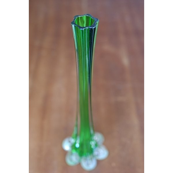 画像1: 花瓶 一輪挿し ガラスグリーン  (1)