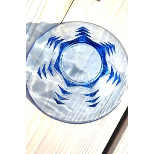 画像4: ガラス小鉢 青三角11.5cm (4)