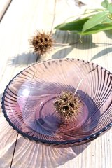 画像: ガラス小皿 紫渦巻き12cm
