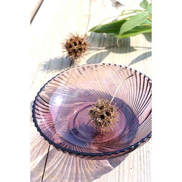 画像1: ガラス小皿 紫渦巻き12cm (1)