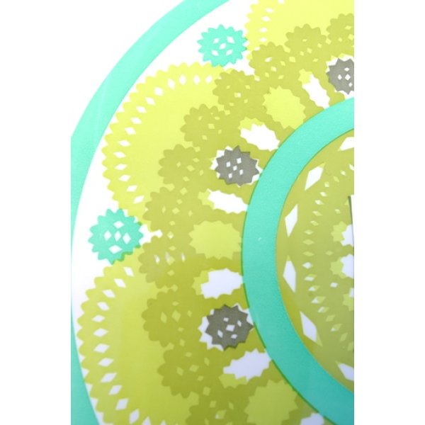 画像3: ワールド印 お盆 プラスチックトレー 緑花モチーフ 丸形 (3)