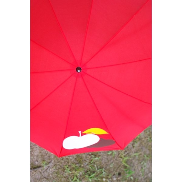 画像3: 折り畳み傘 赤地 リンゴ柄 (3)