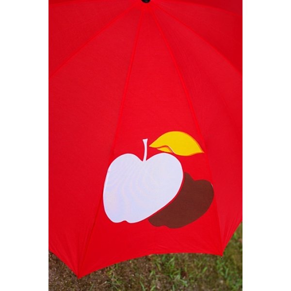 画像2: 折り畳み傘 赤地 リンゴ柄 (2)