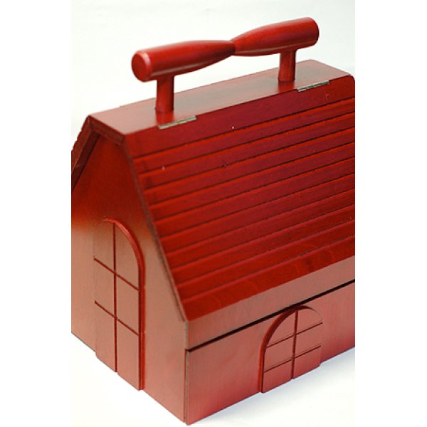 画像1: ソーイングボックス 裁縫箱 木製赤いお家 (1)